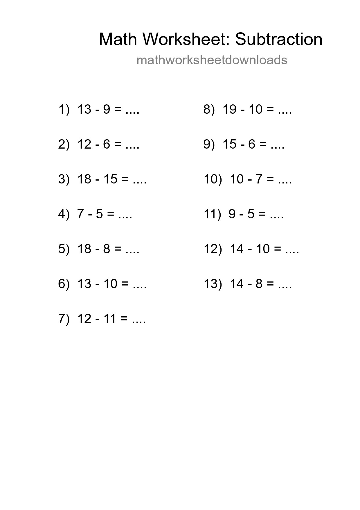 Free 13 Subtraction Math Worksheet For Grade 2 - Part 96