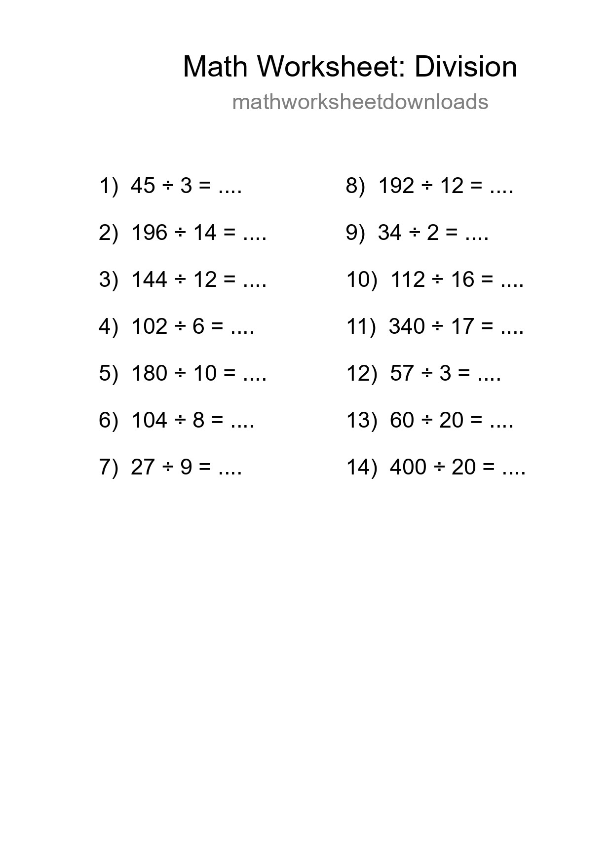 Free 14 Division Math Worksheet For Grade 2 With Answers - Part 15