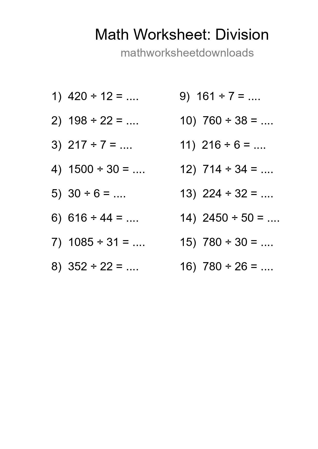 Free 16 Division Math Worksheet For Grade 2 - Part 114