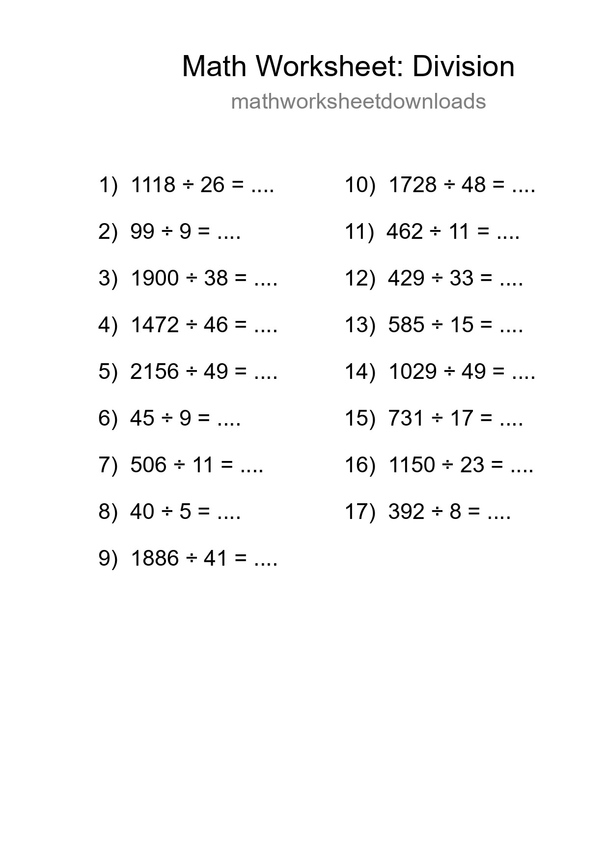 Free 17 Division Math Worksheet For Grade 2 With Answers - Part 103
