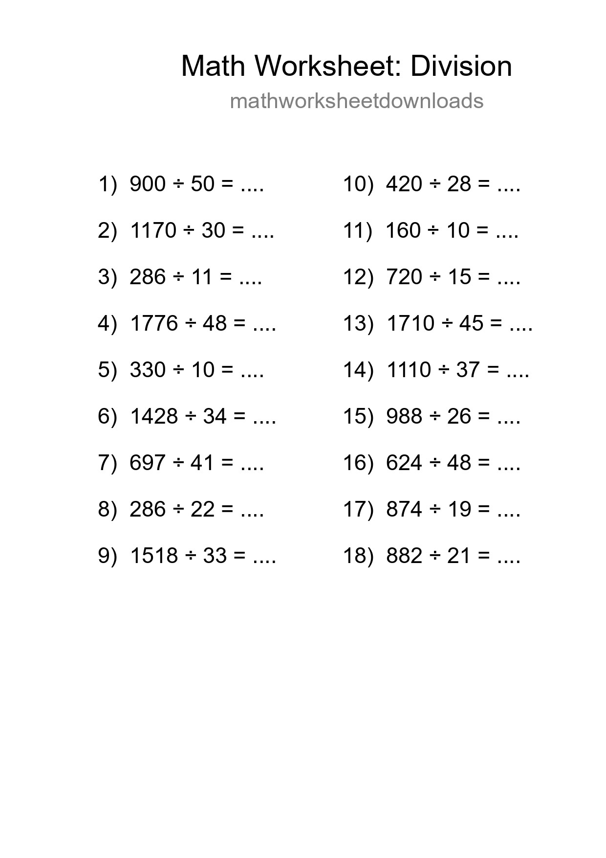 Free 18 Division Math Worksheet For Grade 2 With Answers - Part 26