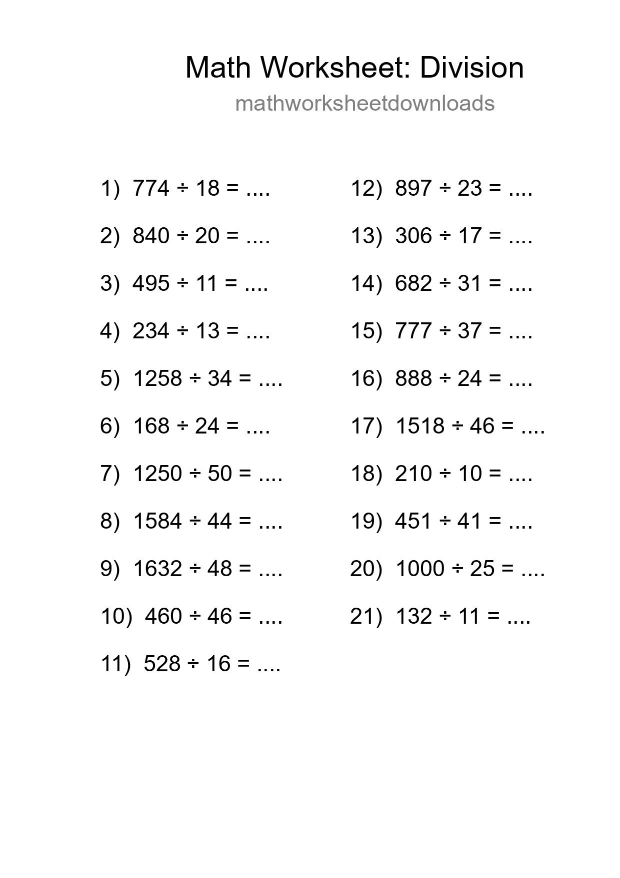 Free 21 Division Math Worksheet For Grade 2 - Part 279