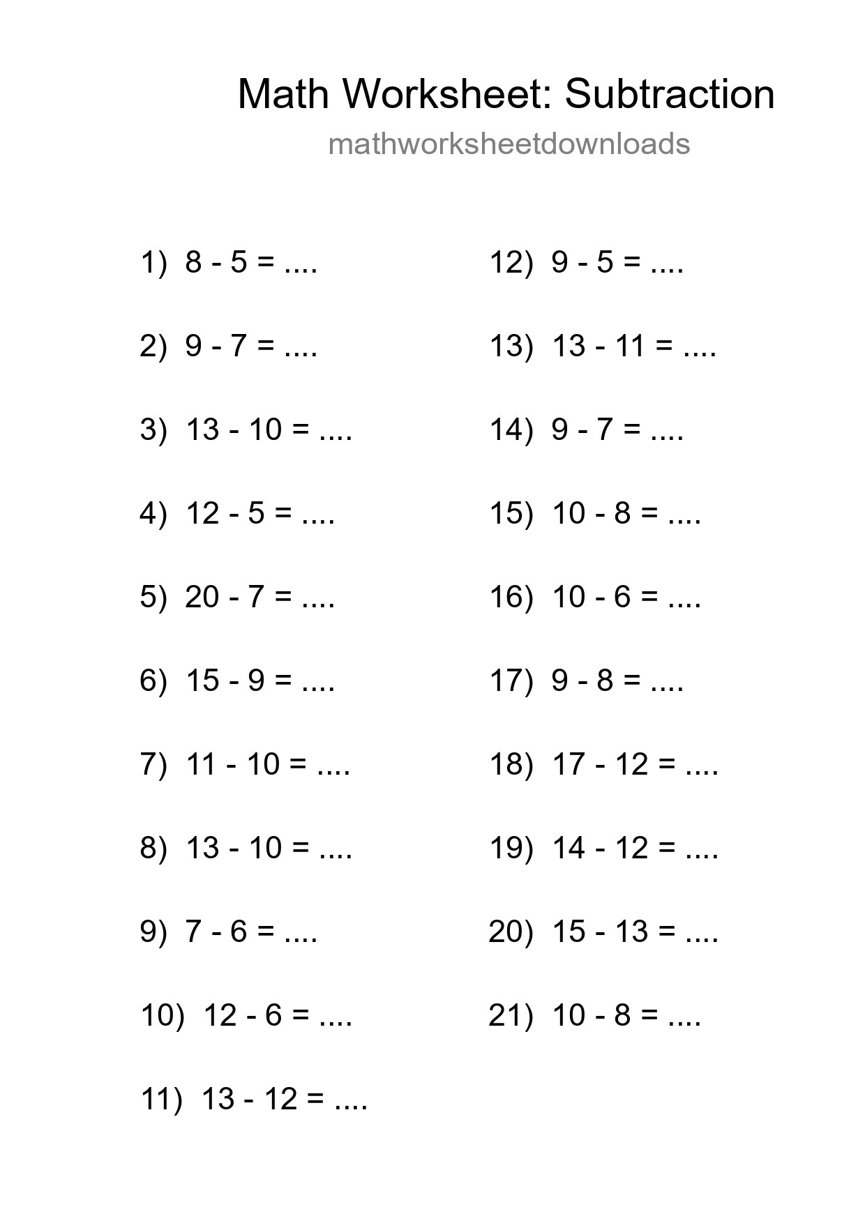 Free 21 Subtraction Math Worksheet For Grade 2 - Part 19