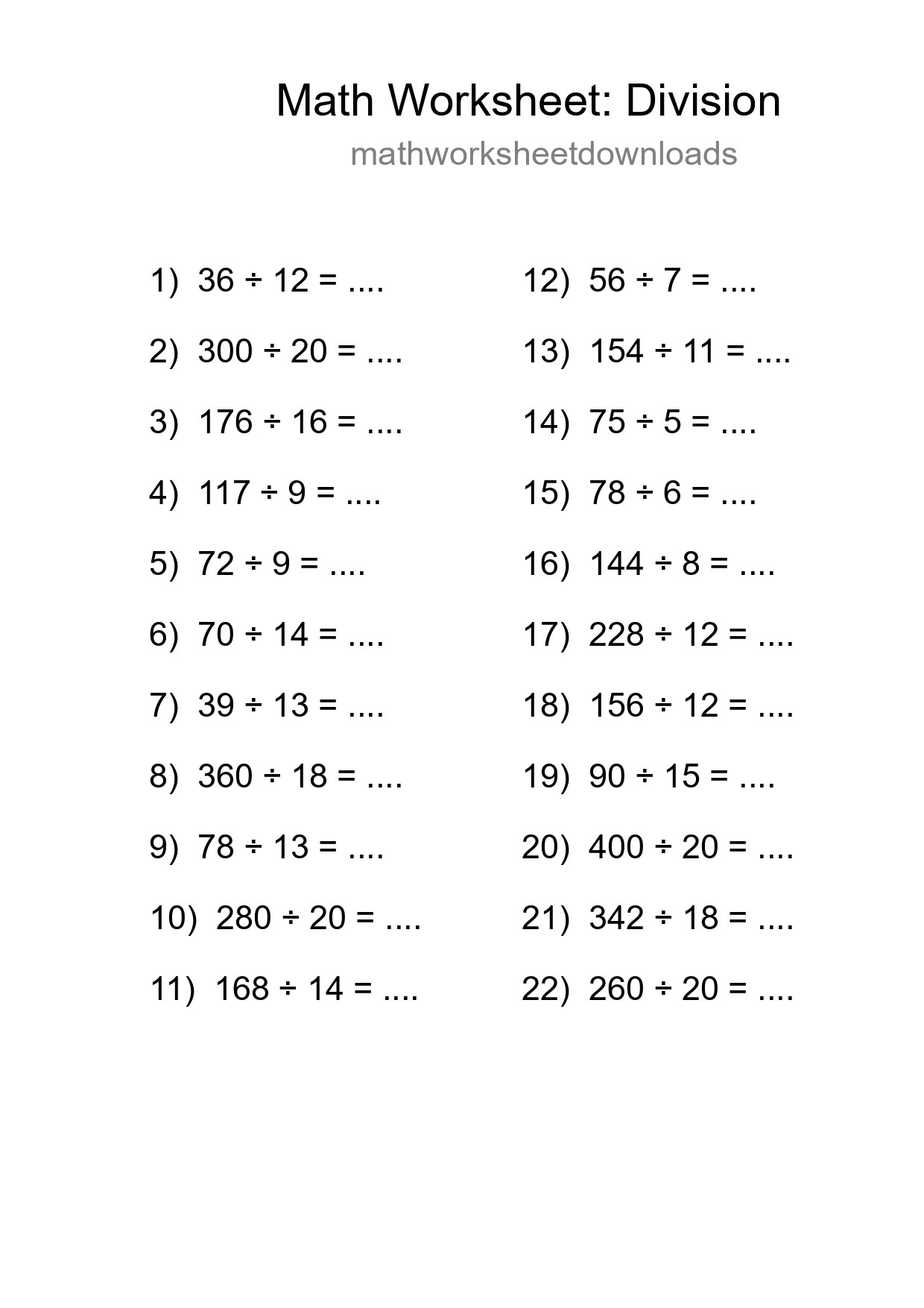 Free 22 Division Math Worksheet For Grade 2 - Part 213