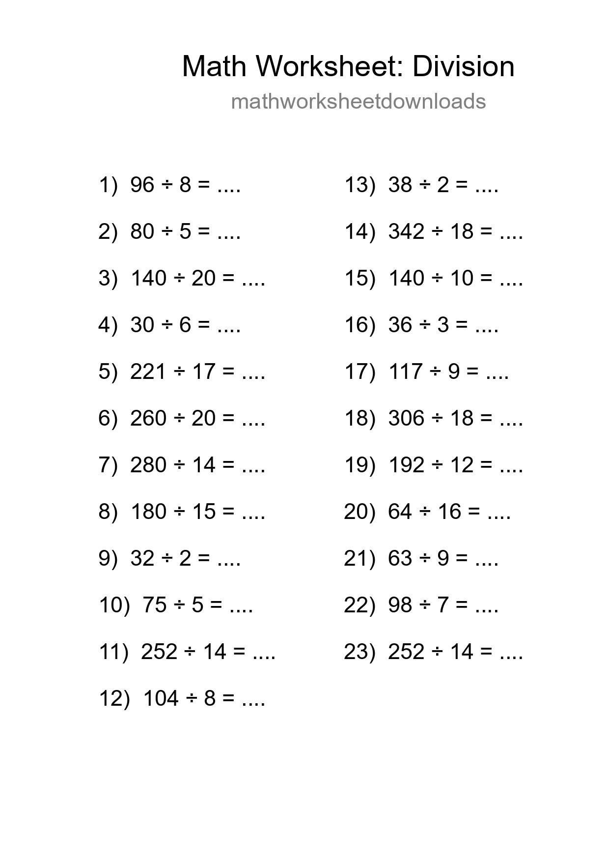 Free 23 Division Math Worksheet For Grade 2 - Part 169