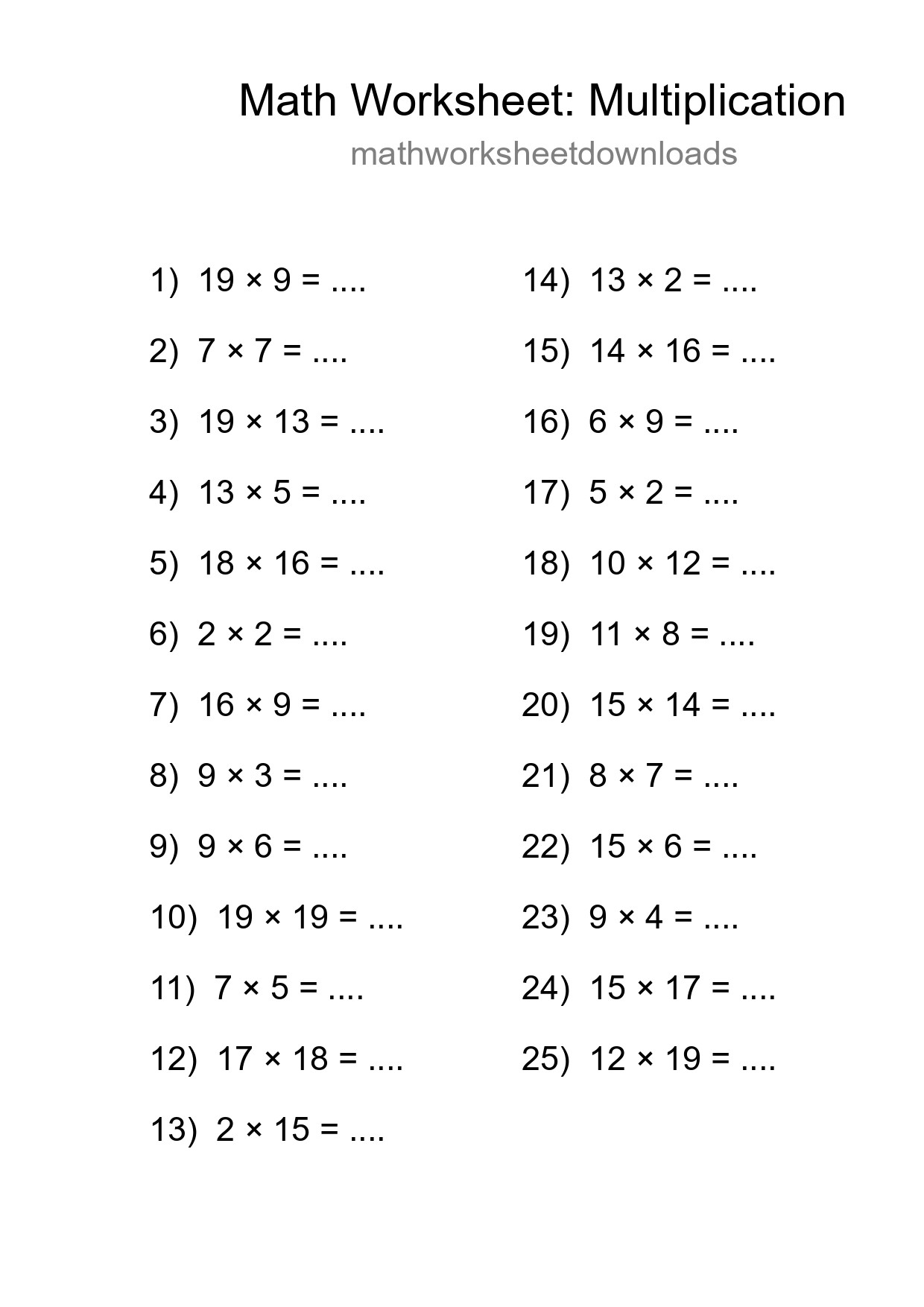Free 25 Multiplication Math Worksheet For Grade 2 With Answers - Part 95
