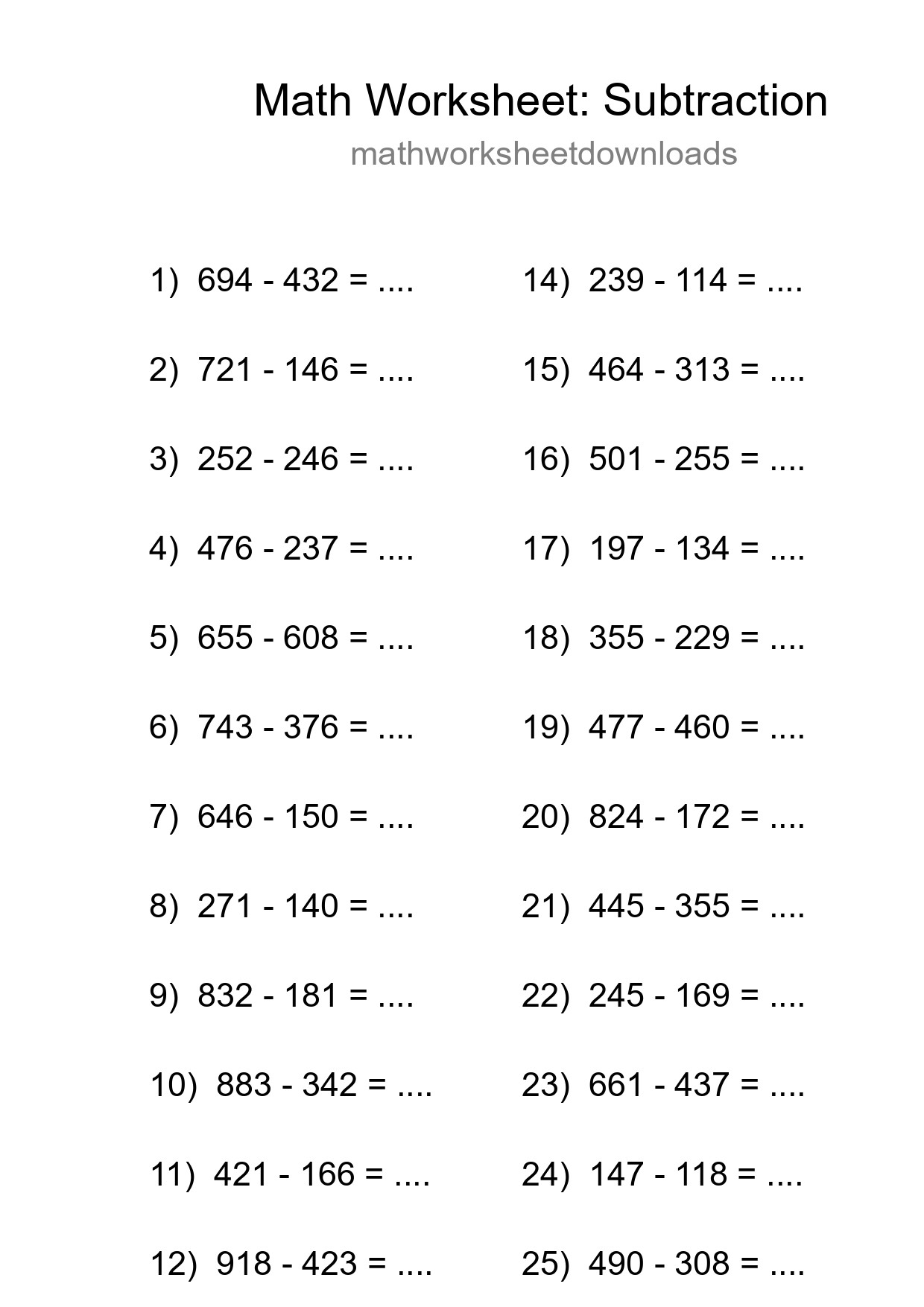 Free 26 Subtraction Math Worksheet For Grade 5 With Answers - Part 294