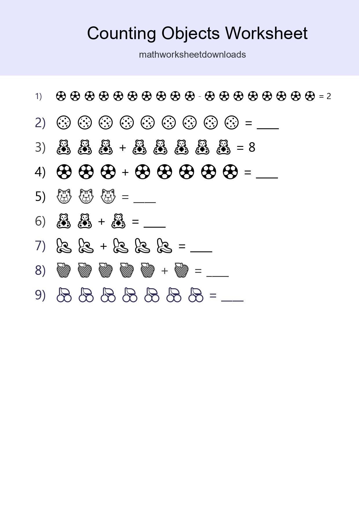 Free Counting Objects Worksheet For Kindergarten - Part 14