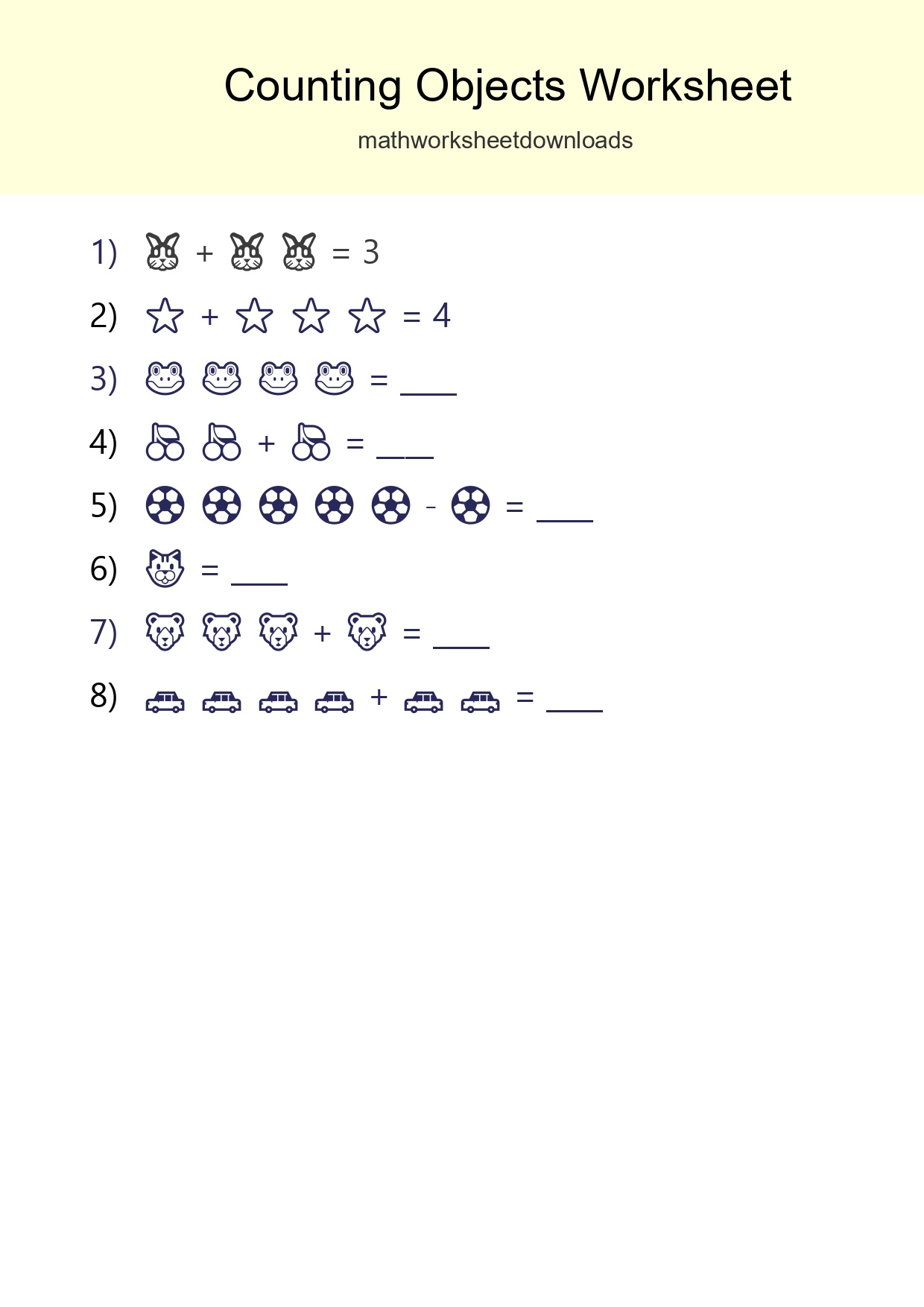 Free Counting Objects Worksheet For Kindergarten - Part 146