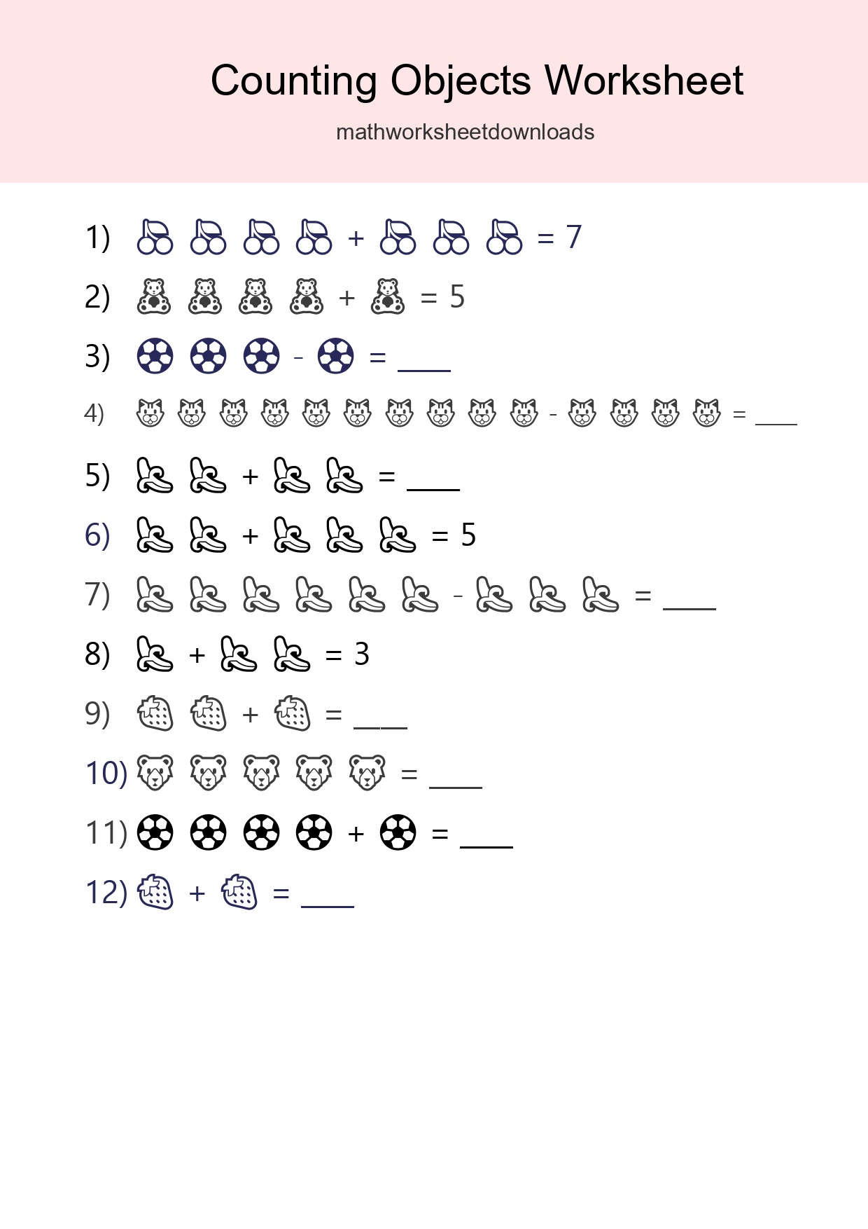 Free Counting Objects Worksheet For Kindergarten - Part 91