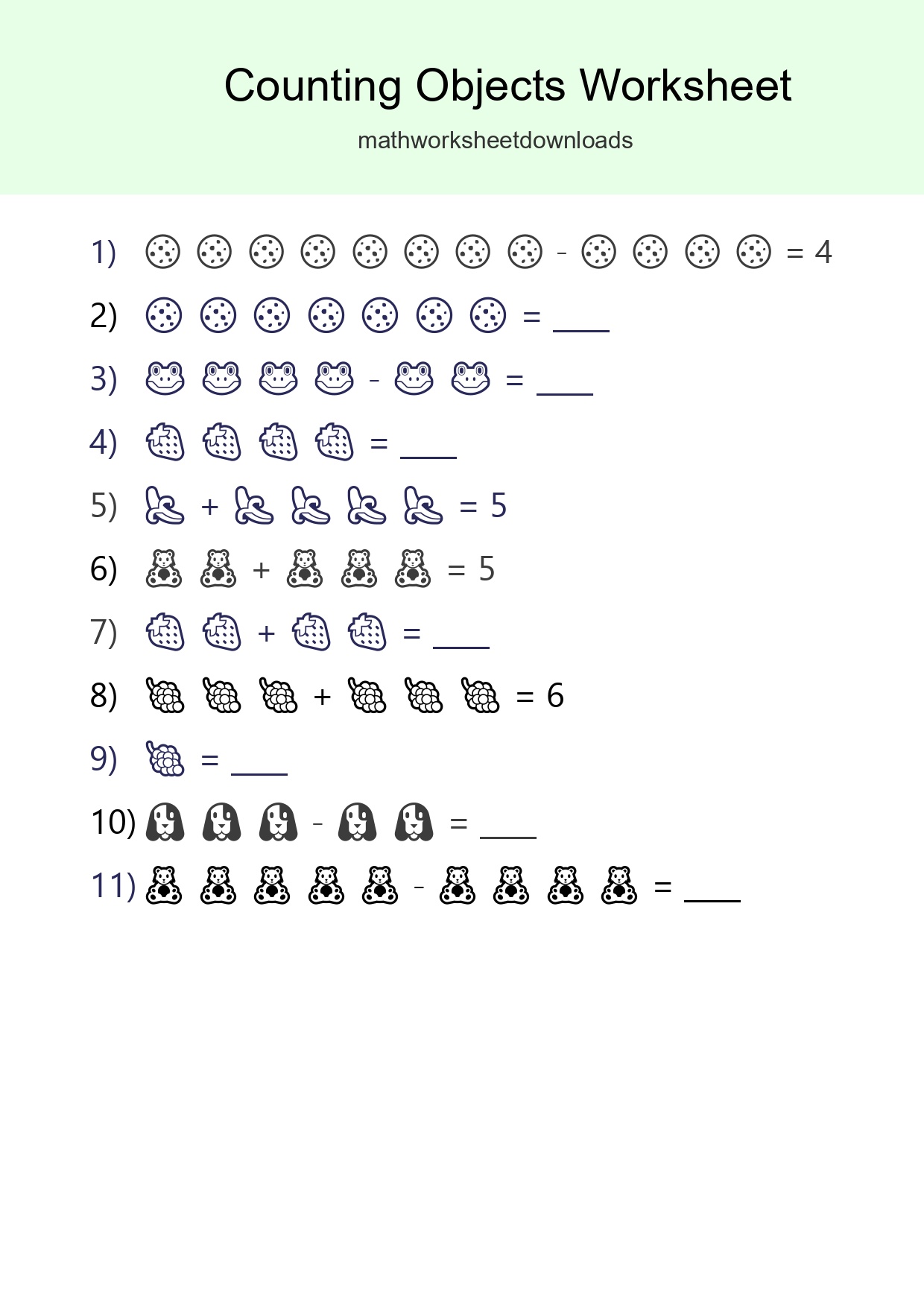 Free Counting Objects Worksheet For Kindergarten Printable - Part 135