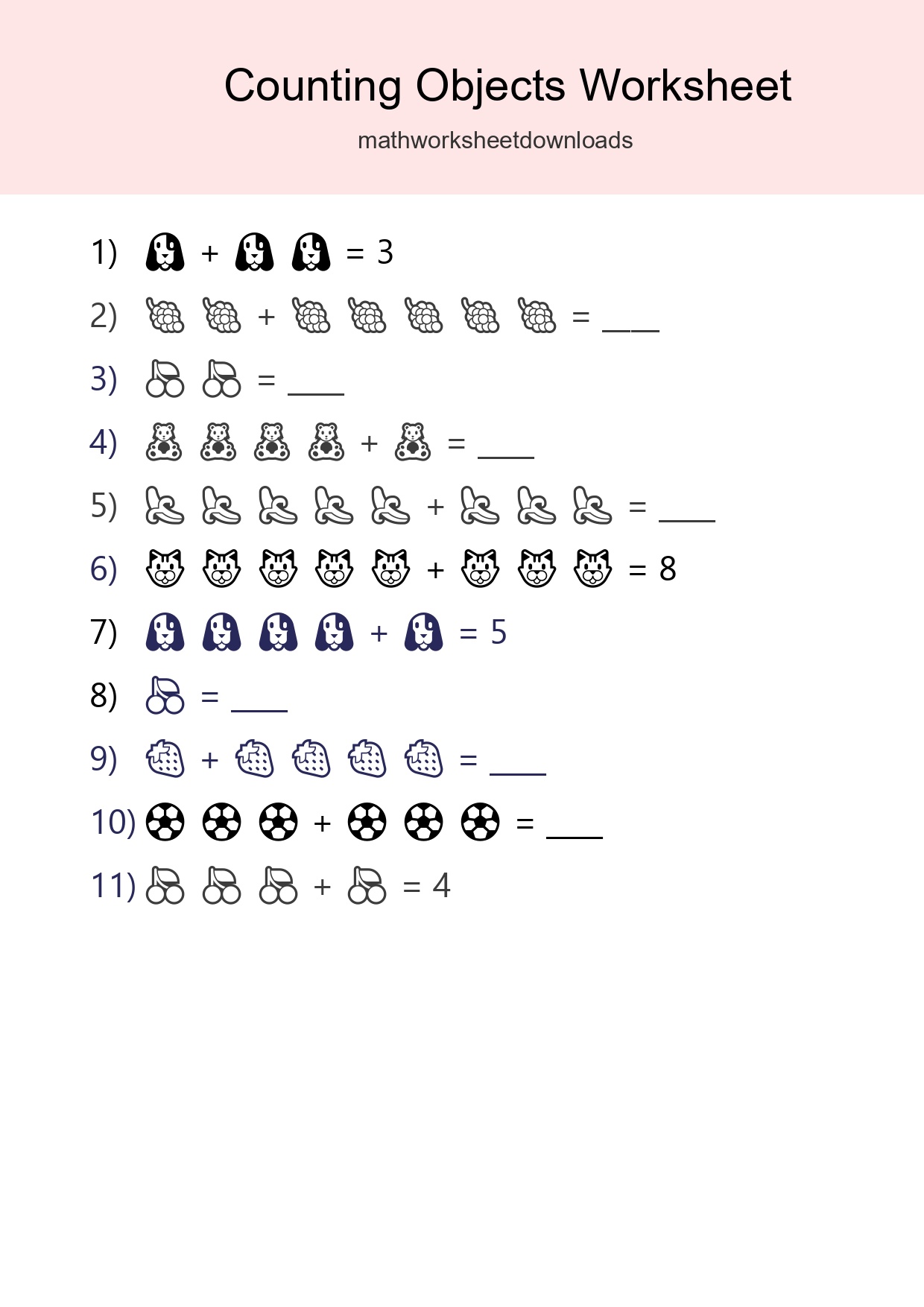 Free Counting Objects Worksheet For Kindergarten Printable - Part 47