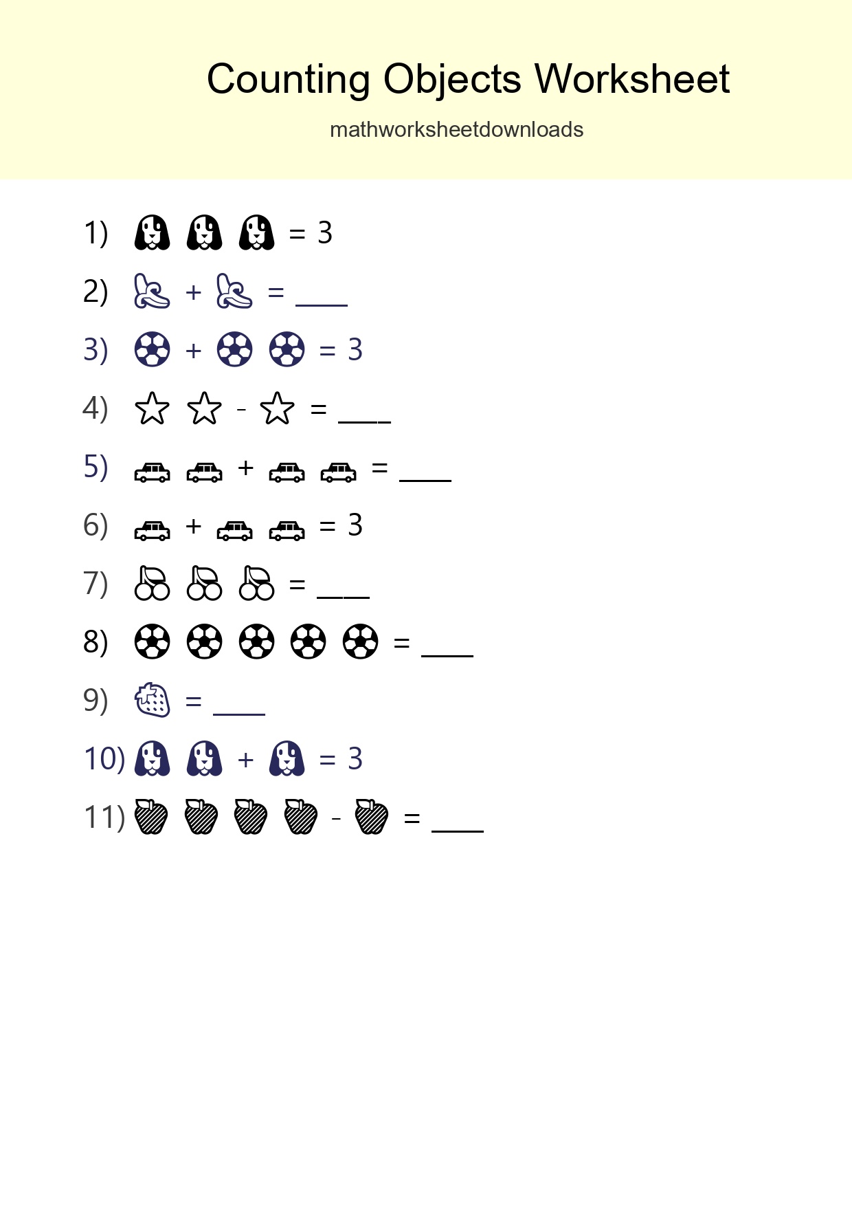 Free Counting Objects Worksheet For Pre-K - Part 300