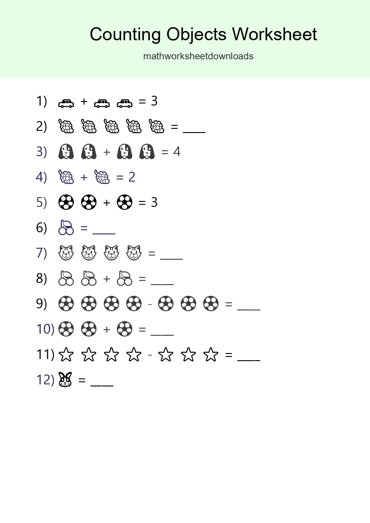 Free Counting Objects Worksheet For Pre-K Printable - Part 102