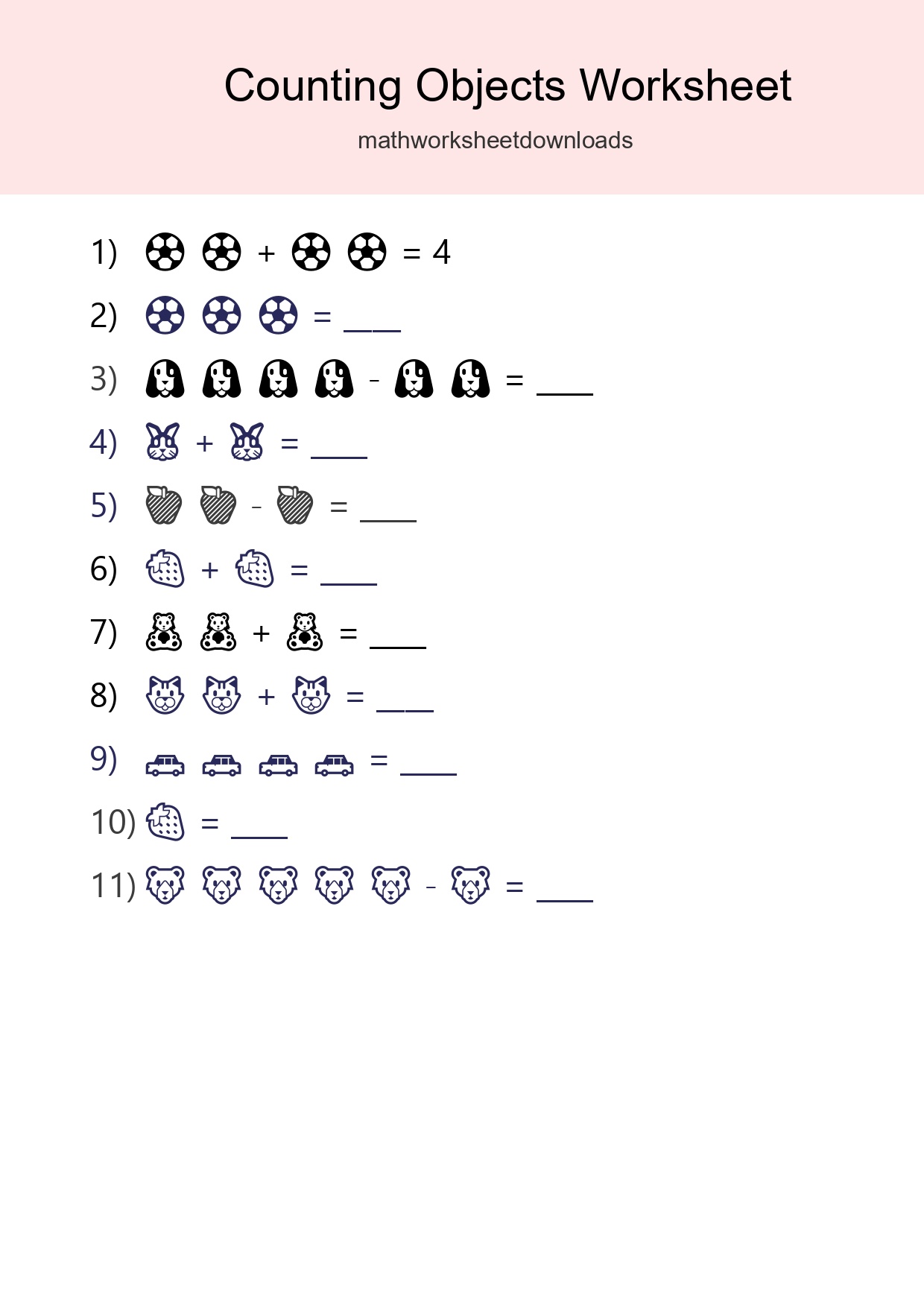 Free Counting Objects Worksheet For Pre-K Printable - Part 179