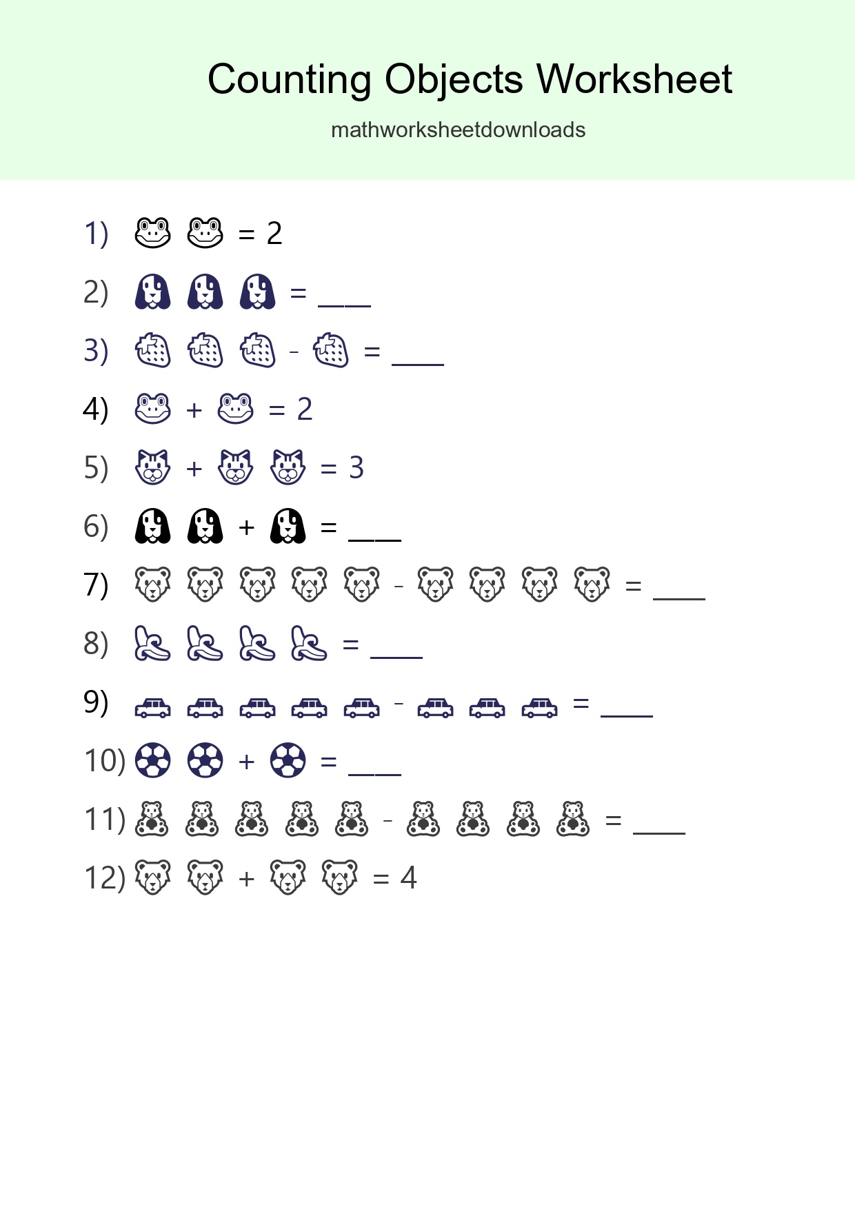 Free Counting Objects Worksheet For Pre-K Printable - Part 256
