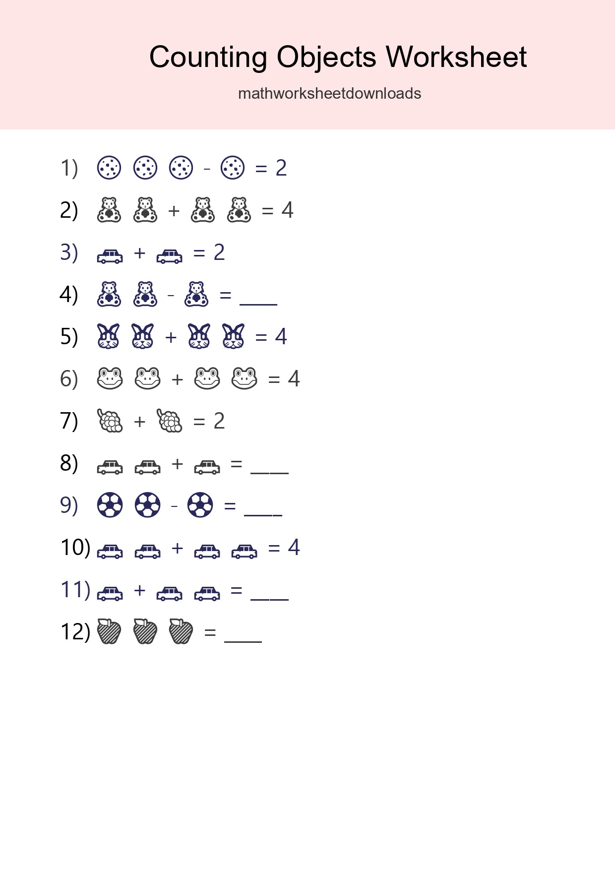 Free Counting Objects Worksheet For Pre-K Printable - Part 3