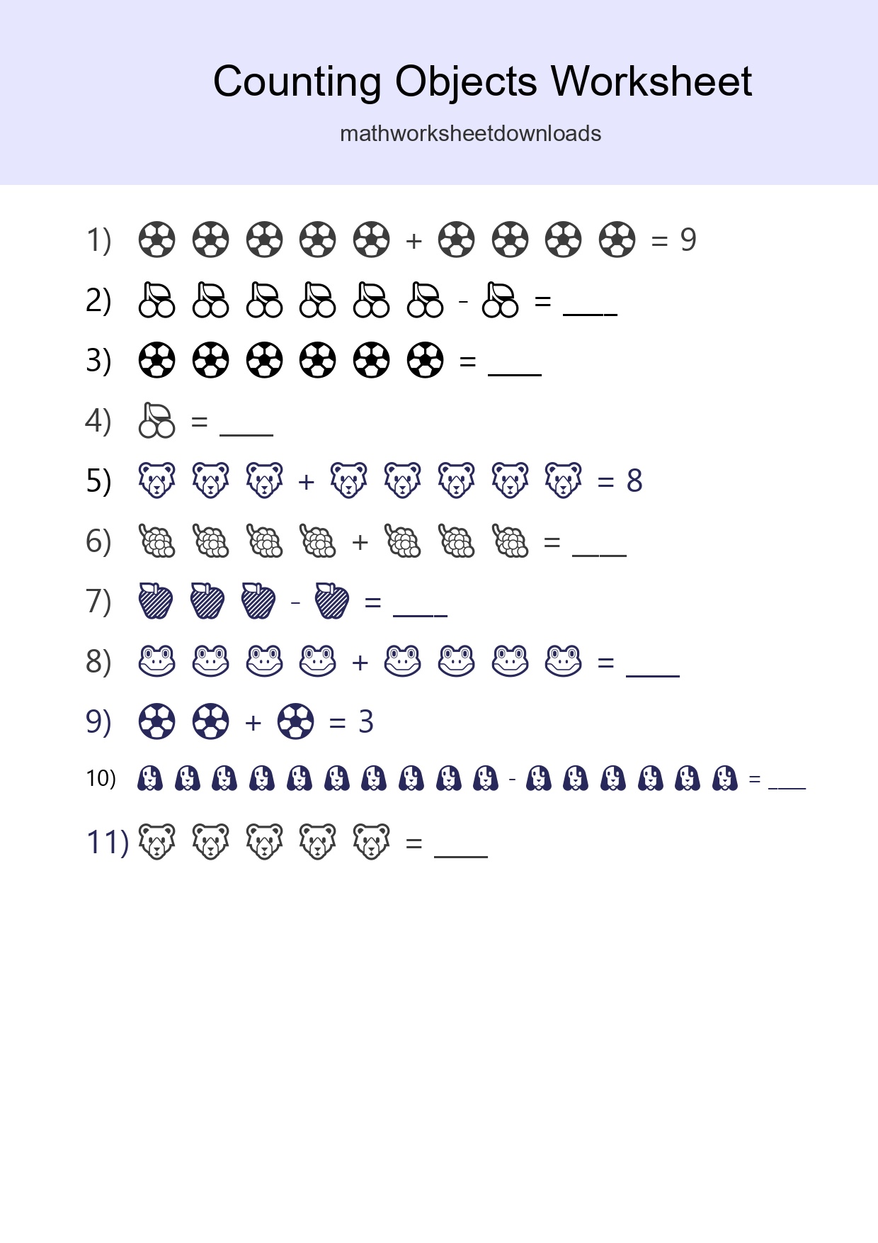 Kindergarten Count The Objects Worksheet - Part 25