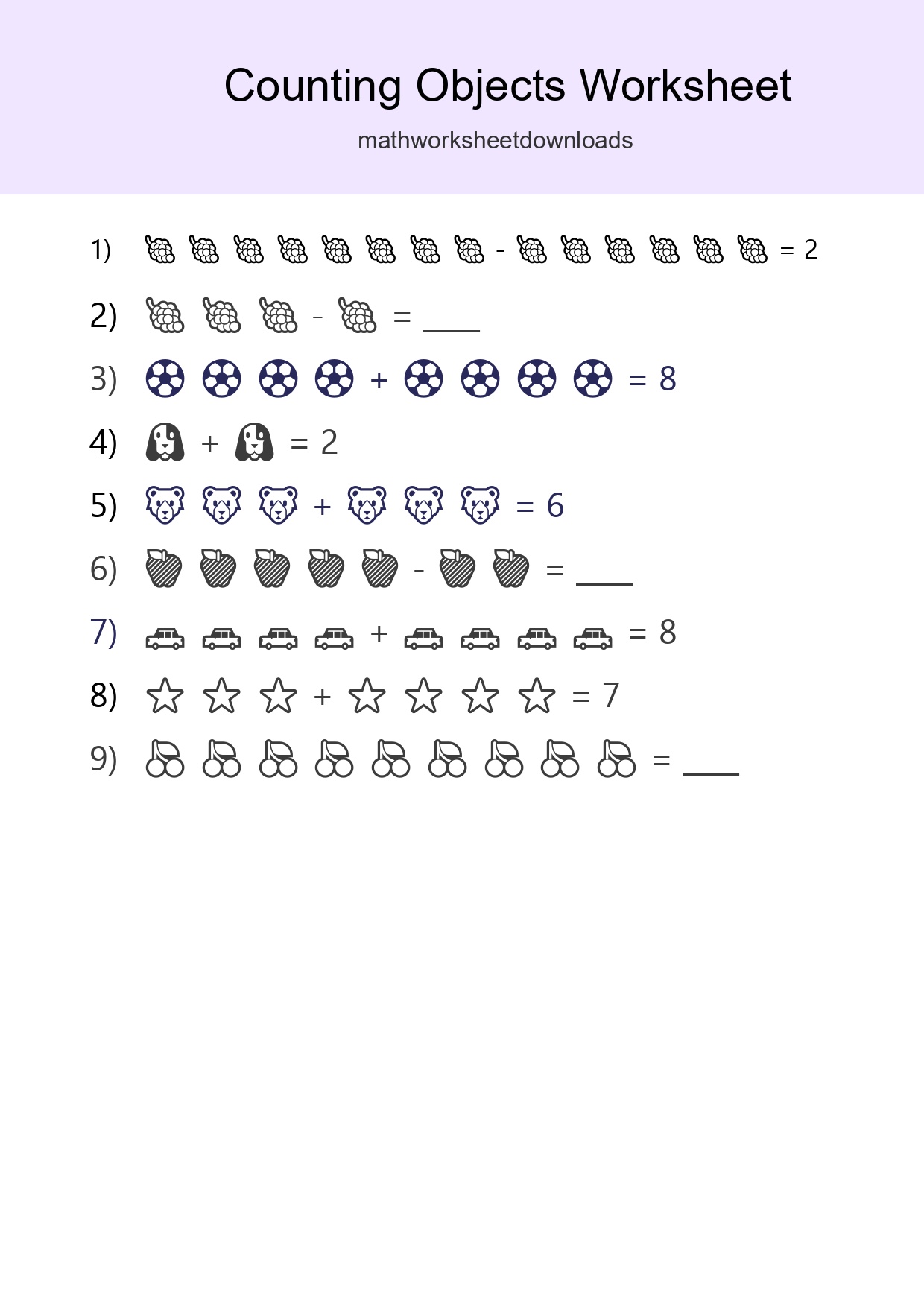 Kindergarten Count The Objects Worksheet - Part 58