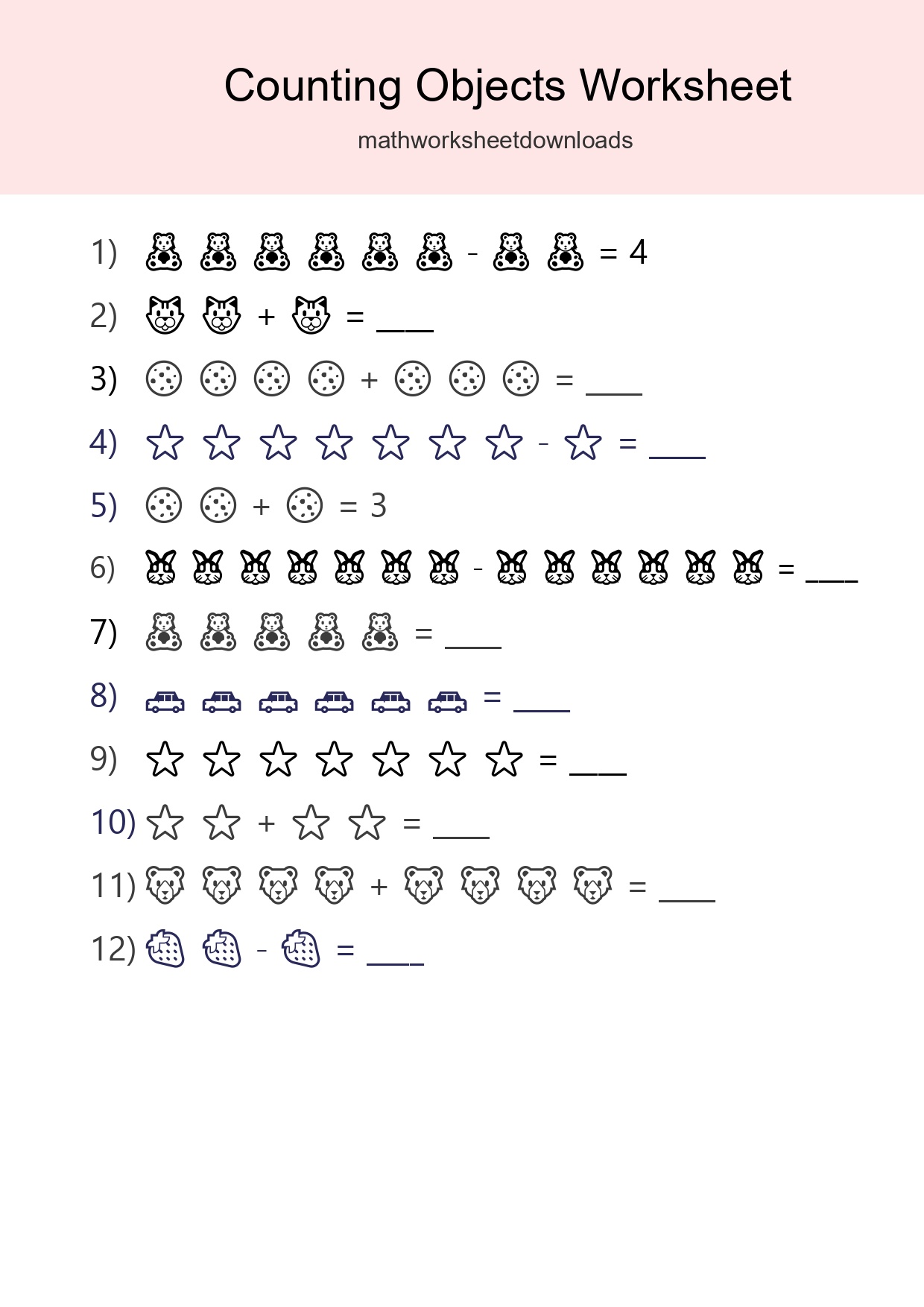 Kindergarten Count The Objects Worksheet - Part 69