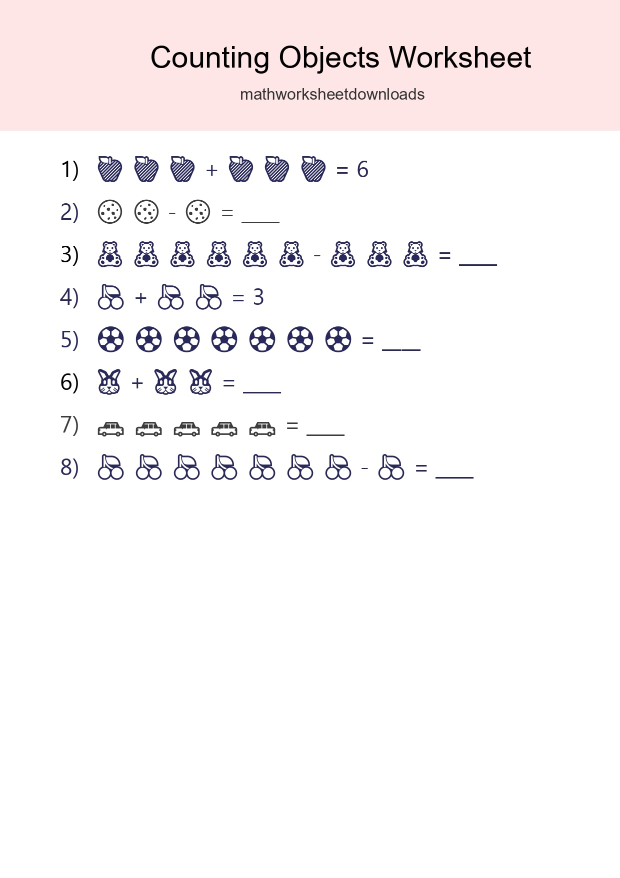 Learn Counting With Pictures Worksheet (Kindergarten) - Part 212