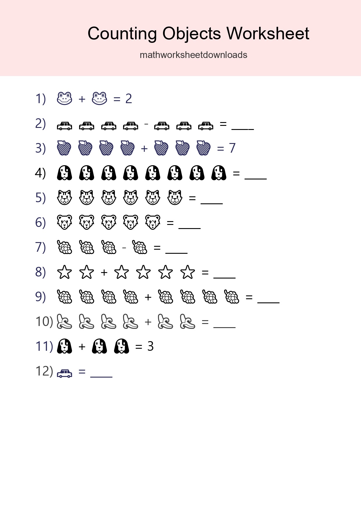 Learn Counting With Pictures Worksheet (Kindergarten) - Part 223