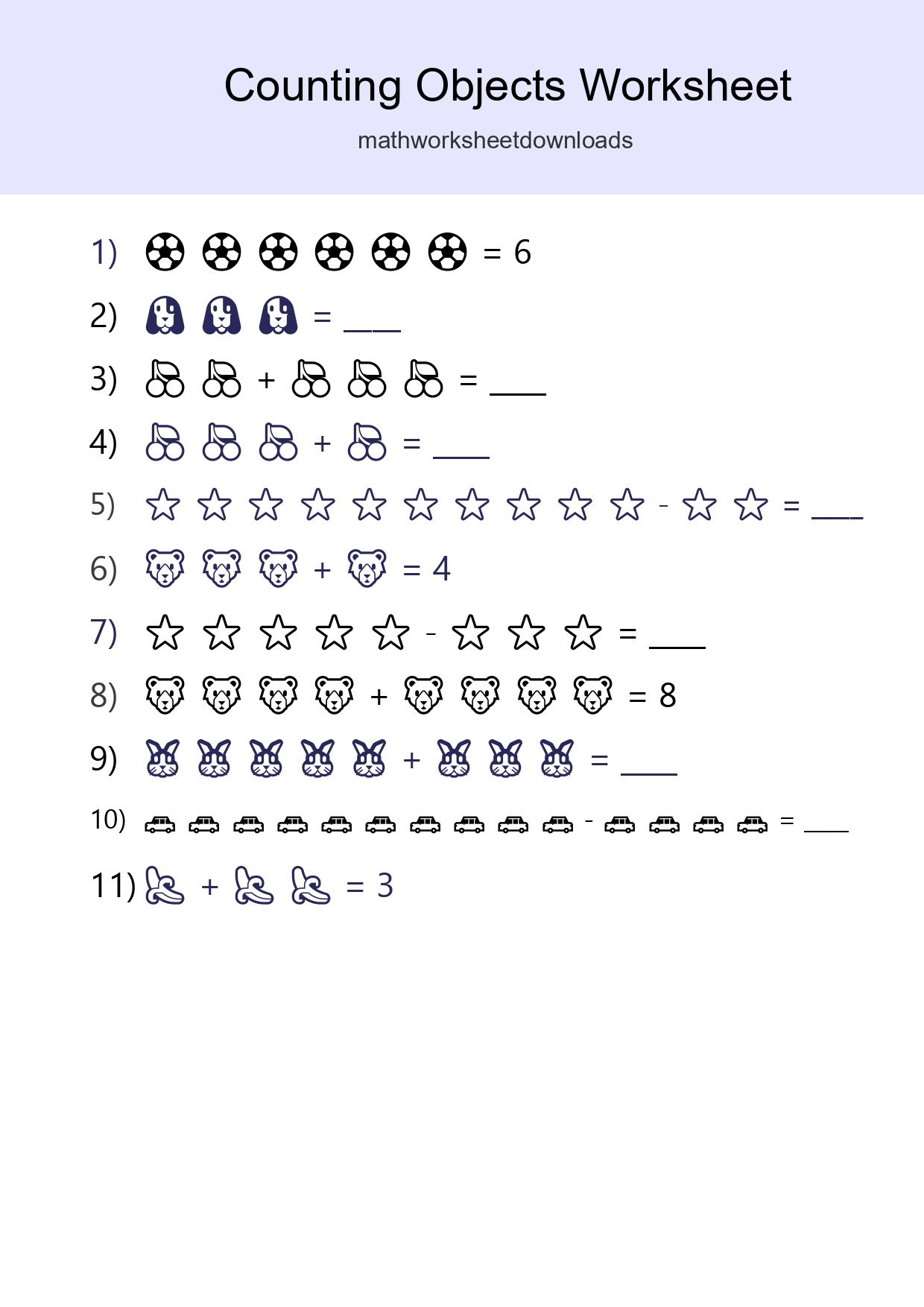 Learn Counting With Pictures Worksheet (Kindergarten) - Part 278